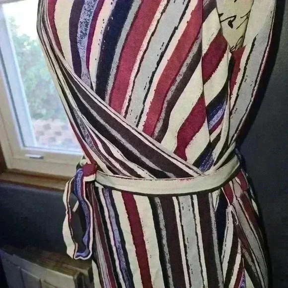 Alex Marie Womans Striped Wrap Dress Size L - Picture 4 of 12